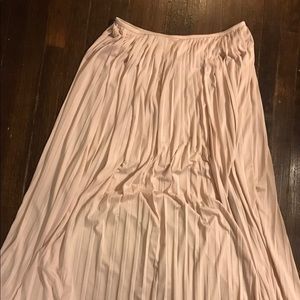 Blush colored pleated maxi skirt